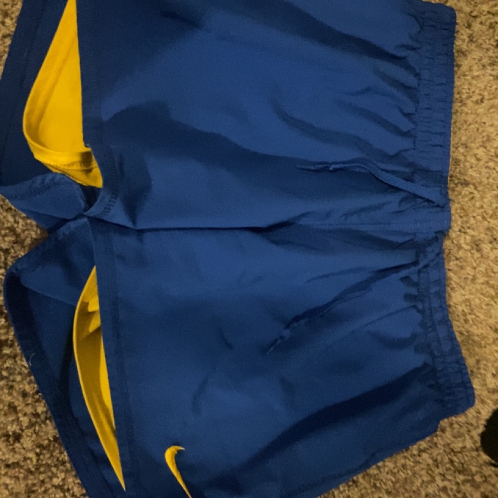 Nike Blue and Yellow Athletic Shorts